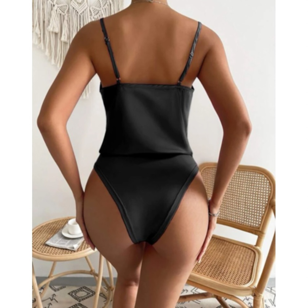 Luxe draped satin cami bodysuit - Picture 2 of 6